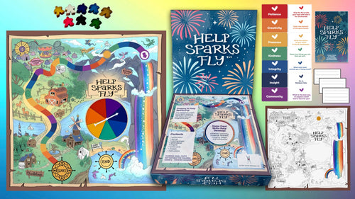 Educational game set with colorful components 